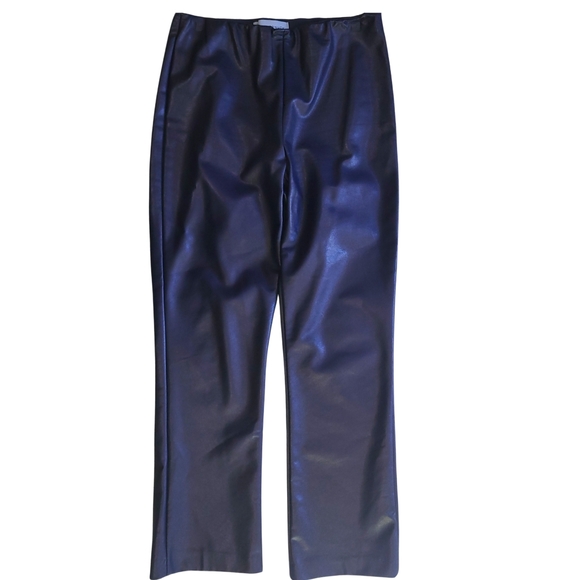 TUCKERNUCK Navy 'Ashford' Vegan Leather Side-Zip Ankle Flare High Leggings M - Picture 5 of 11